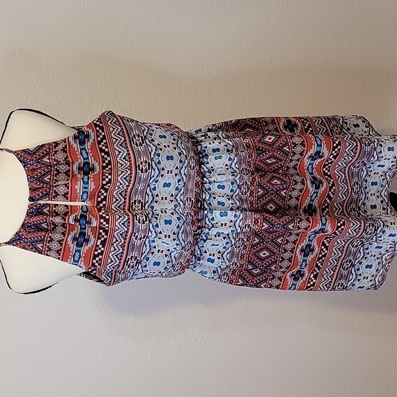 by & by Multicolor Tribal Mini Halter Dress With Elastic Waist Sz Large - Picture 4 of 8